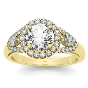 Marquise Sidestone Diamond Halo Engagement Ring 18k Yellow Gold 1.59ct - All
