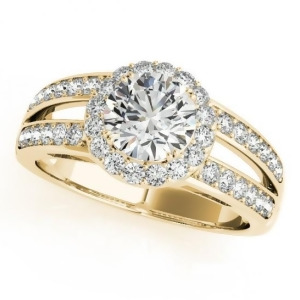 Diamond Split Shank Halo Engagement Ring 14k Yellow Gold 1.50ct - All
