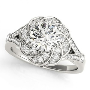 Diamond Floral Swirl Split Shank Engagement Ring Palladium 1.25ct - All