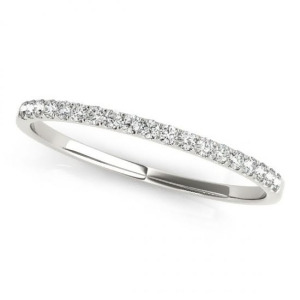 Diamond Prong Wedding Band Ring 14k White Gold 0.11ct - All