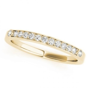 Diamond Prong and Bezel Set Wedding Band Ring 14k Yellow Gold 0.10ct - All