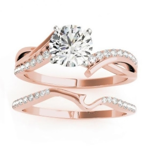Diamond Twist Bypass Bridal Set Setting 18k Rose Gold 0.17ct - All