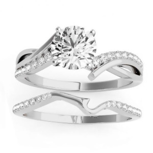Diamond Twist Bypass Bridal Set Setting 14k White Gold 0.17ct - All