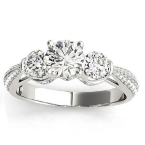 Diamond 3 Stone Engagement Ring Setting 14k White Gold 0.66ct - All