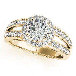 Diamond Split Shank Halo Engagement Ring 18k Yellow Gold 1.50ct - All