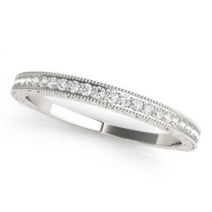 Diamond Prong Wedding Band Ring 14k White Gold 0.10ct - All