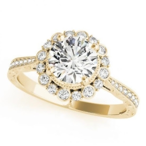 Diamond Flower Halo Vintage Engagement Ring 18k Yellow Gold 1.11ct - All