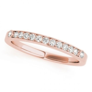 Diamond Prong and Bezel Set Wedding Band Ring 14k Rose Gold 0.10ct - All