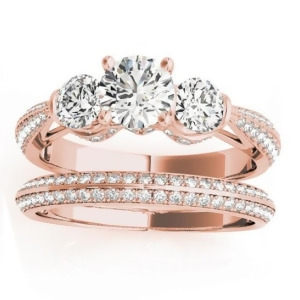 Diamond 3 Stone Engagement Ring Setting 18k Rose Gold 1.04ct - All