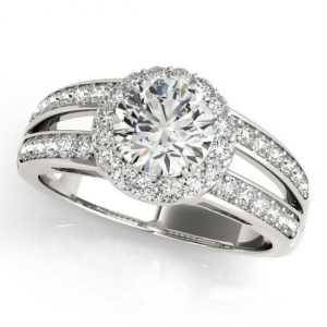 Diamond Split Shank Halo Engagement Ring Platinum 1.50ct - All