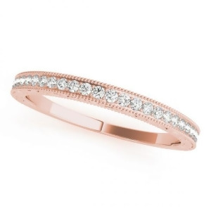 Diamond Prong Wedding Band Ring 18k Rose Gold 0.10ct - All