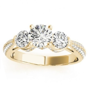 Diamond 3 Stone Engagement Ring Setting 14k Yellow Gold 0.66ct - All