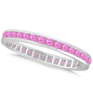 Pink Sapphire Channel Set Eternity Band 14k W. Gold 1.04ct - All