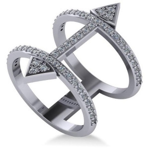 Abstract Arrow Ring with Diamond Accents 14k White Gold 0.55ct - All