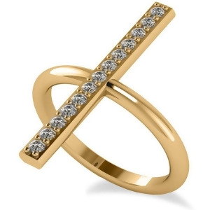 Vertical Diamond Studded Bar Ring 14k Yellow Gold 0.26ct - All