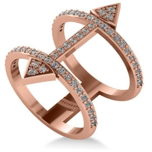 Abstract Arrow Ring with Diamond Accents 14k Rose Gold 0.55ct - All