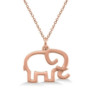 Elephant Shaped Pendant Necklace Plain Metal 14k Rose Gold - All