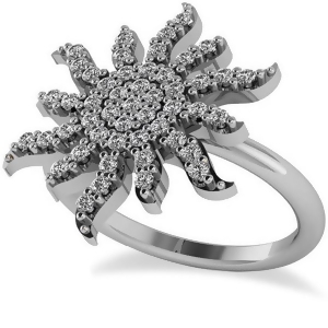 Diamond Sunburst Fashion Ring 14k White Gold 0.50ct - All