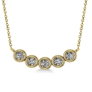 Bezel-set Five-Stone Diamond Pendant Necklace 14k Yellow Gold 0.25ct - All