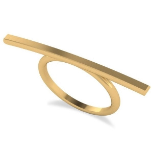 Horizontal Solitaire Bar Ring 14k Yellow Gold - All