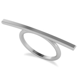 Horizontal Solitaire Bar Ring 14k White Gold - All