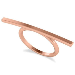Horizontal Solitaire Bar Ring 14k Rose Gold - All