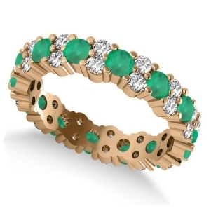 Garland Emerald and Diamond Eternity Band Ring 14k Rose Gold 1.69ct - All