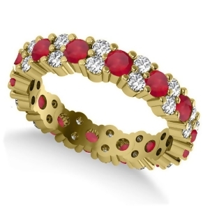 Garland Ruby and Diamond Eternity Band Ring 14k Yellow Gold 1.69ct - All