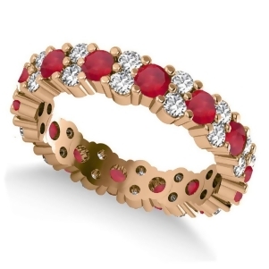 Garland Ruby and Diamond Eternity Band Ring 14k Rose Gold 1.69ct - All