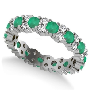 Garland Emerald and Diamond Eternity Band Ring 14k White Gold 1.69ct - All