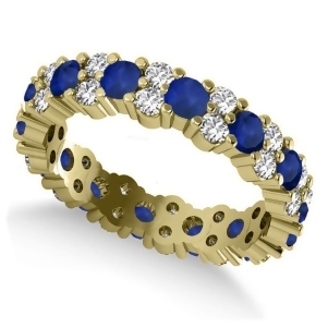 Garland Blue Sapphire and Diamond Eternity Band Ring 14k Yellow Gold 1.69ct - All