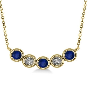 Diamond and Blue Sapphire 5-Stone Pendant Necklace 14k Yellow Gold 0.25ct - All