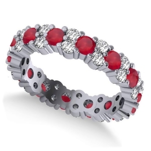 Garland Ruby and Diamond Eternity Band Ring 14k White Gold 1.69ct - All