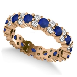 Garland Blue Sapphire and Diamond Eternity Band Ring 14k Rose Gold 1.69ct - All