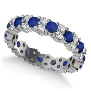 Garland Blue Sapphire and Diamond Eternity Band Ring 14k White Gold 1.69ct - All