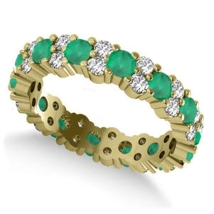 Garland Emerald and Diamond Eternity Band Ring 14k Yellow Gold 1.69ct - All