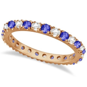 Tanzanite and Diamond Eternity Stackable Ring Band 14K Rose Gold 0.75ct - All