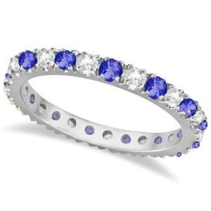 Tanzanite and Diamond Eternity Stackable Ring Band 14K White Gold 0.75ct - All