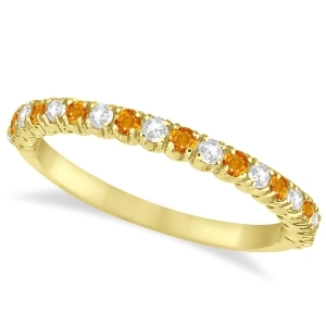 Citrine and Diamond Wedding Band Anniversary Ring in 14k Yellow Gold 0.50ct - All