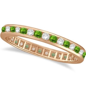 Peridot and Diamond Channel-Set Eternity Ring 14k Rose Gold 1.04ct - All