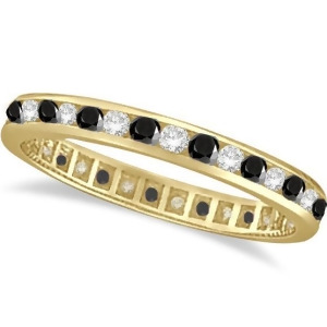 Black and White Diamond Channel Set Eternity Ring 14k Yellow Gold 1.04ct - All