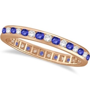 Tanzanite and Diamond Channel-Set Eternity Ring 14k Rose Gold 1.04ct - All