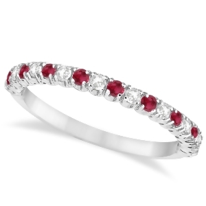 Ruby and Diamond Wedding Band Anniversary Ring in 14k White Gold 0.50ct - All