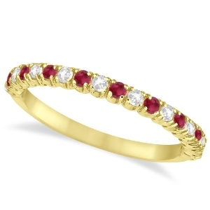 Ruby and Diamond Wedding Band Anniversary Ring in 14k Yellow Gold 0.50ct - All