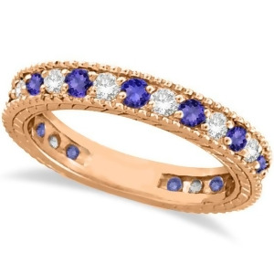 Diamond and Tanzanite Eternity Ring Band 14k Rose Gold 1.08ct - All
