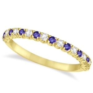 Tanzanite and Diamond Wedding Band Anniversary Ring in 14k Yellow Gold 0.50ct - All
