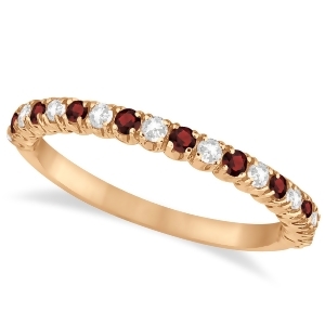 Garnet and Diamond Wedding Band Anniversary Ring in 14k Rose Gold 0.50ct - All