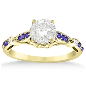 Marquise and Dot Tanzanite Vintage Engagement Ring 14k Yellow Gold 0.13ct - All
