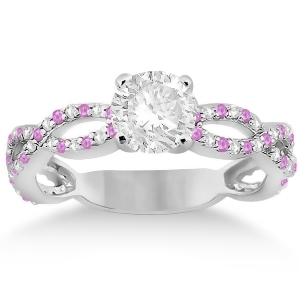 Pave Diamond and Pink Sapphire Infinity Eternity Engagement Ring 14k White Gold 0.40ct - All