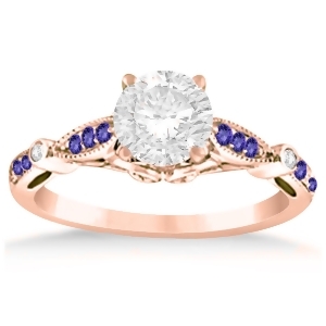 Marquise and Dot Tanzanite Vintage Engagement Ring 14k Rose Gold 0.13ct - All